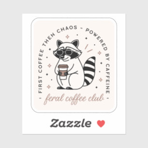 Racoon drinking coffee club funny chaotic girl