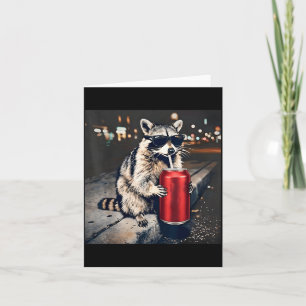 Racoon Drinking Iced Coffee Funny Animal Meme Men Card