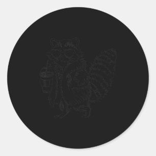 Racoon drinking iced coffee funny animal meme men classic round sticker