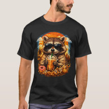 Racoon Drinking Iced Coffee Funny Animal