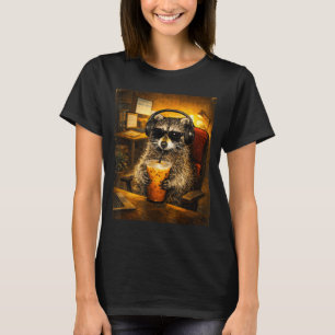 Racoon drinking iced coffee funny caffeine lover T-Shirt