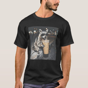 Racoon-Drinking-Iced-Coffee T-Shirt