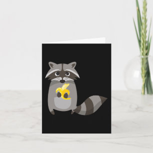 Racoon Eating Banana Fruit Looking Cute  Card