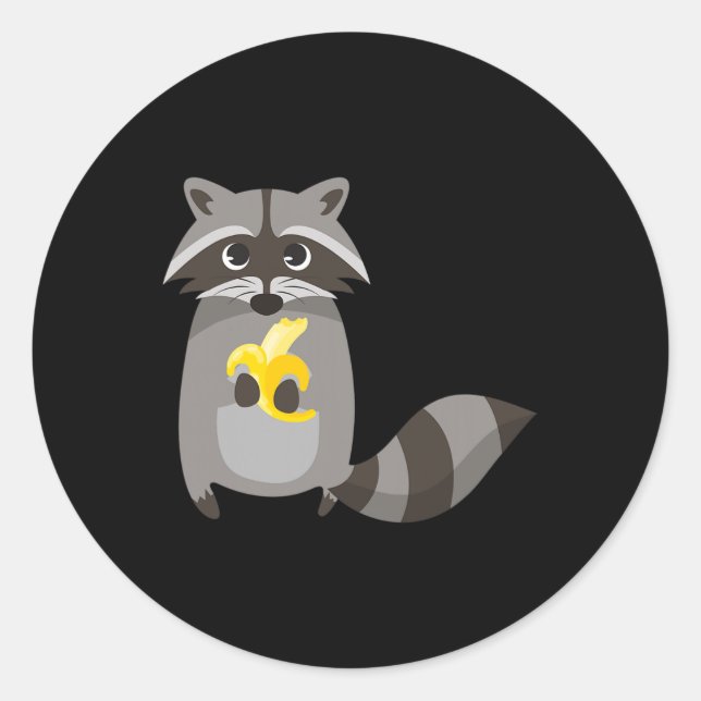 Racoon Eating Banana Fruit Looking Cute  Classic Round Sticker (Front)