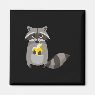 Racoon Eating Banana Fruit Looking Cute  Magnet
