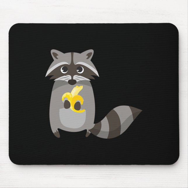 Racoon Eating Banana Fruit Looking Cute  Mouse Pad (Front)
