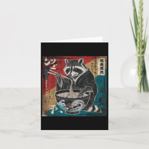 Racoon Eating Ramen Japanese Noodles Funny Racoon Card