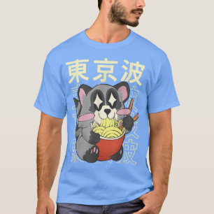 Racoon Eating Ramen Noodles Japanese Kawaii Aesth T-Shirt
