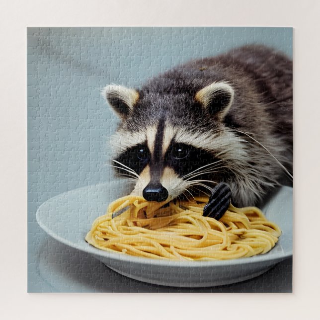 Racoon Eating Spaghetti Jigsaw Puzzle (Vertical)