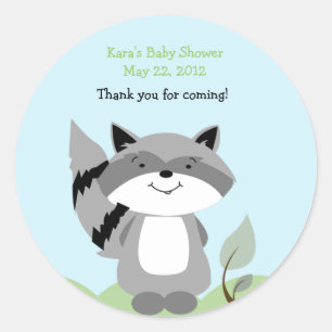 Racoon Enchanted Forest Baby Shower Favour Sticker