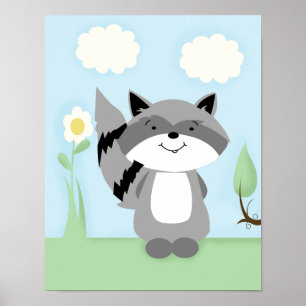 Racoon Enchanted Forest Nursery Art Print