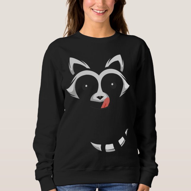 Racoon Face Halloween Costume With Tail Sweatshirt (Front)