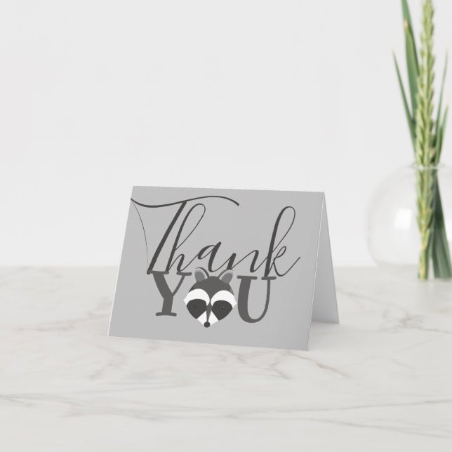 Racoon Face Thank You Card (Front)