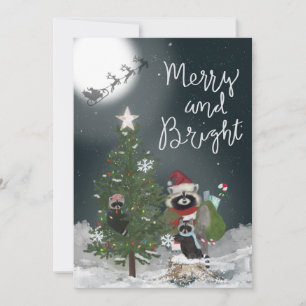Racoon Family Christmas Holiday Card