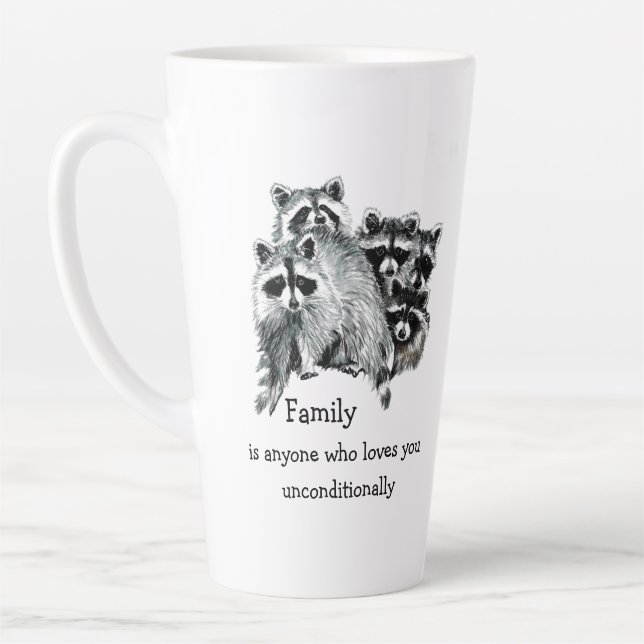 Racoon Family Friends Love Quote Christmas Latte Mug (Left)