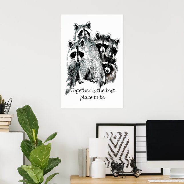 Racoon Family Printable Wall Art – "Together (Home Office)