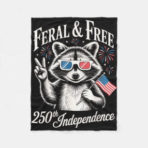 Racoon feral but 250th anniversary independence fleece blanket