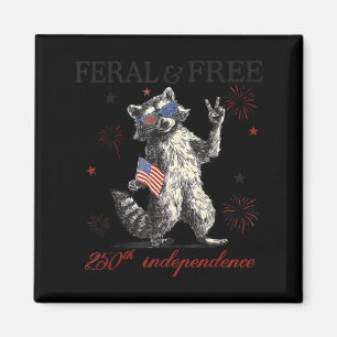 Racoon feral but america 250th anniversary flag magnet