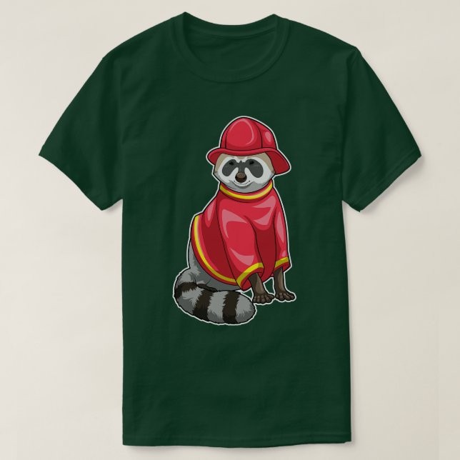 Racoon Firefighter Fire department T-Shirt (Design Front)
