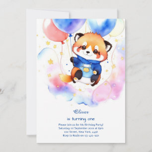 Racoon First Birthday Invitation