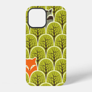 Racoon fox and bear in a forest seamless pattern iPhone 12 case
