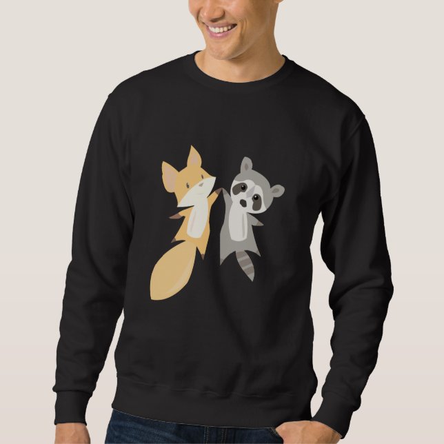 Racoon Fox Cute Animals Forest Animals For Kids Sweatshirt (Front)