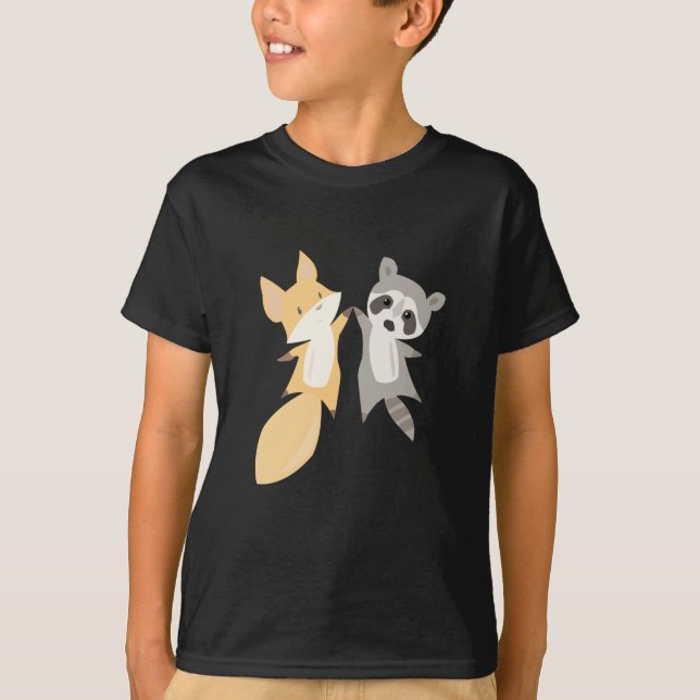 Racoon Fox Cute Animals Forest Animals For Kids T-Shirt (Front)