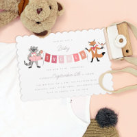 Racoon Fox Forest Friends Pink Baby Shower
