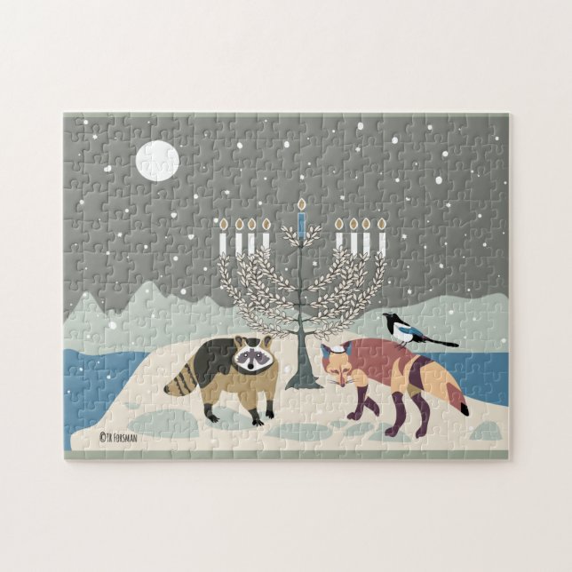 Racoon.Fox.Magpie at Mt. Desert Hanukkah Jigsaw Puzzle (Horizontal)