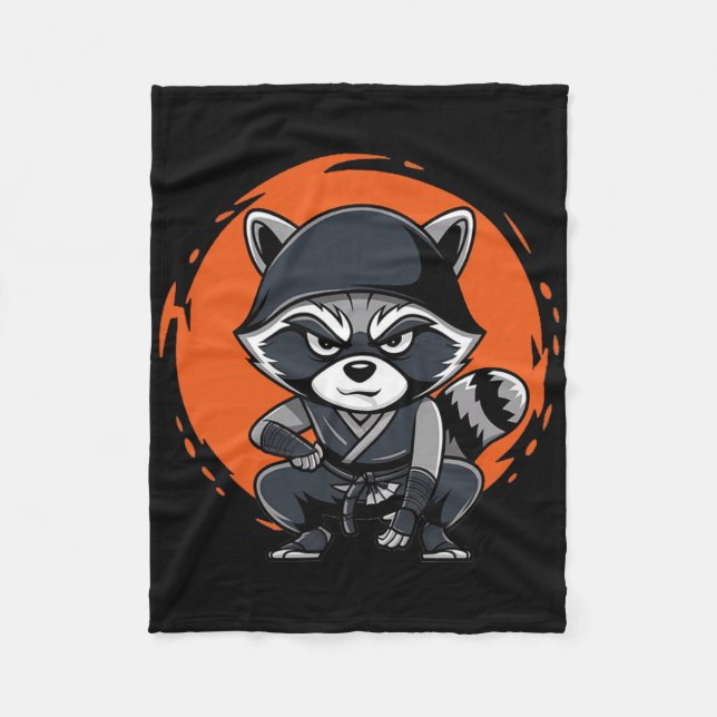 Racoon Funny Karate Design Costume Animals  Fleece Blanket (Front)
