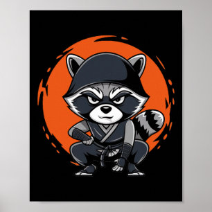 Racoon Funny Karate Design Costume Animals  Poster