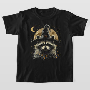 Racoon Halloween Wizard Hat Funny Cute Witch T-Shirt