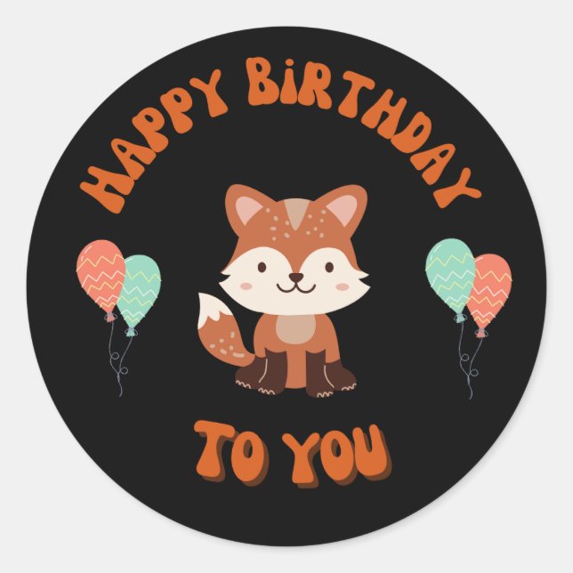 Racoon happy birthday sticker (Front)