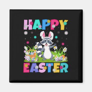 Racoon Happy Easter Egg Hunt Bunny Ear Racoon Ea Magnet