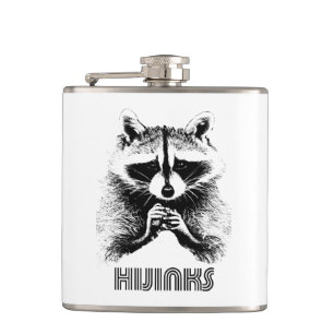 Racoon Hijinks Hip Flask