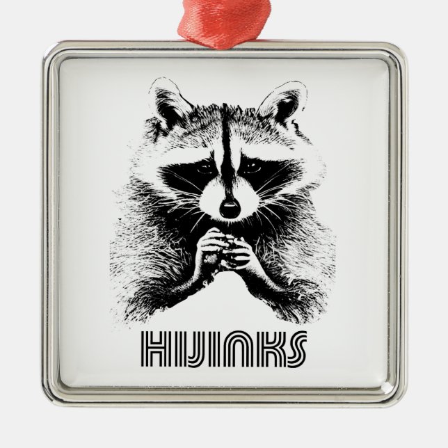 Racoon Hijinks Metal Tree Decoration (Front)