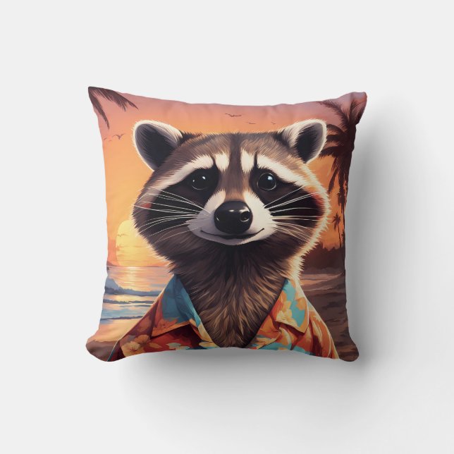 Racoon Holiday Cushion (Front)