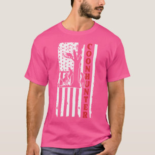Racoon Hunting Season Usa Flag Coon Hunter T-Shirt