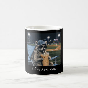 Racoon I Live Here Now Shirt Racoon Drinking Ice Coffee Mug