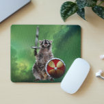Racoon In Space Viking Shield Sword Cute Funny Mouse Pad<br><div class="desc">This design was created through digital art. It may be personalised by clicking the customise button and changing the colour, adding a name, initials or your favourite words. Contact me at colorflowcreations@gmail.com if you with to have this design on another product. Purchase my original abstract acrylic painting for sale at...</div>