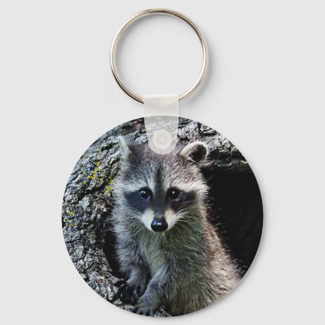 Racoon in the Den Key Ring (Front)