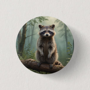 Racoon in the Forest 3 Cm Round Badge