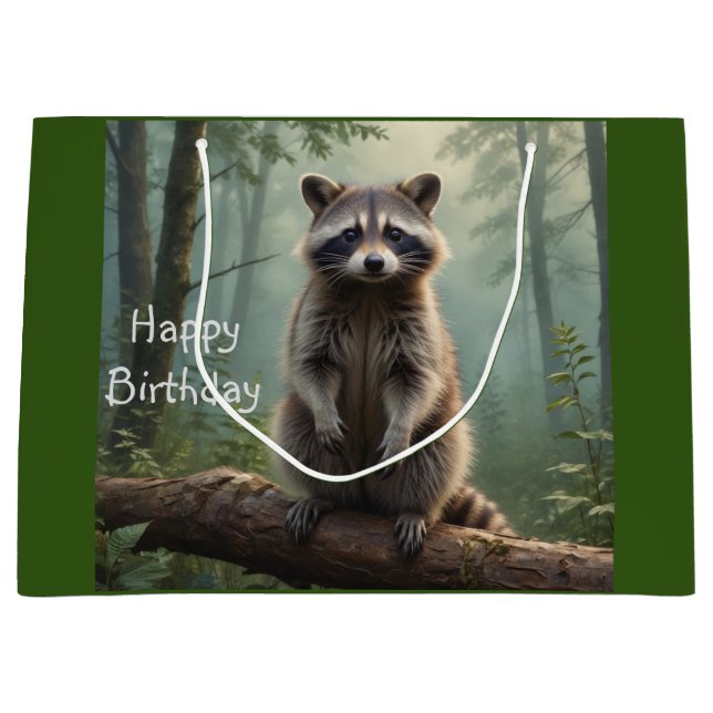 Racoon in the Forest Large Gift Bag (Front)