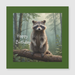 Racoon in the Forest Magnetic Birthday Card