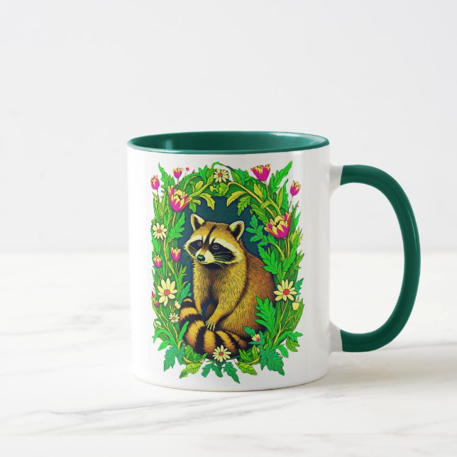  Racoon in the Middle of Wildflower Garden Mug (Right)