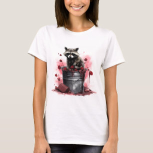 Racoon in trash bin Valentines day T-Shirt