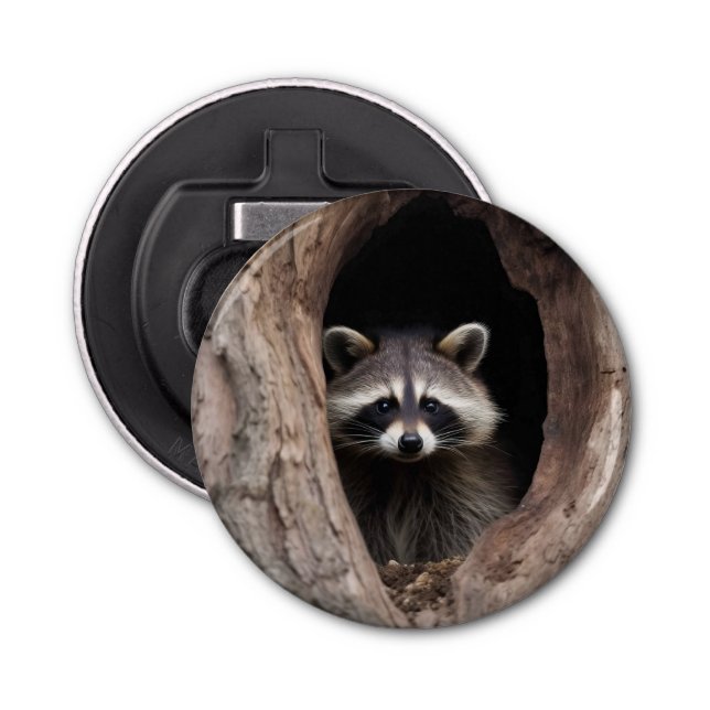 Racoon in Tree Cave  Bottle Opener (Front)
