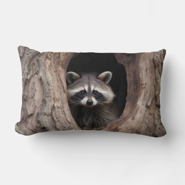 Racoon in Tree Cave  Lumbar Cushion (Front)
