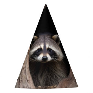 Racoon in Tree Cave  Party Hat