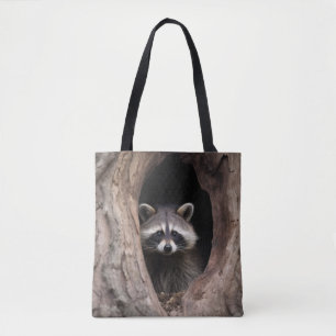 Racoon in Tree Cave Tote Bag